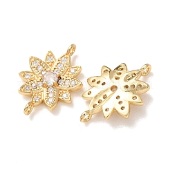 Brass Micro Pave Clear Cubic Zirconia Connector Charms&nbsp;CU-CBA4579-05G-C
