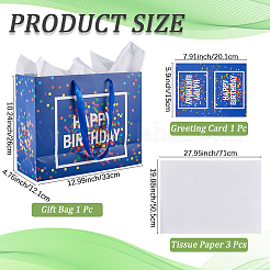 Happy Birthday Rectangle Paper Gift Tote Bags&nbsp;ABAG-WH20001-15B