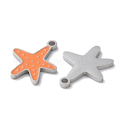 304ステンレスペンダント  エナメル  ヒトデチャーム  ステンレス鋼色  16x13x1.5mm  穴：1.5mm&nbsp;STAS-C083-08P-01