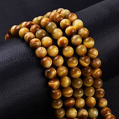 天然石タイガーアイビーズ連売り  染め  ラウンド  ダークチソウ  10mm  穴：1mm&nbsp;G-G099-10mm-9