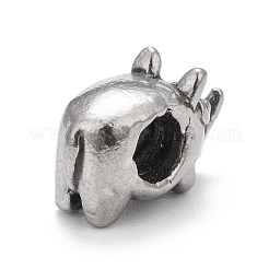 304ステンレススチールヨーロピアンビーズ  大穴ビーズ  サイ  アンティークシルバー  8.5x6x13.5mm  穴：4mm&nbsp;STAS-G256-30AS