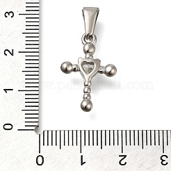 キュービックジルコニア付き304ステンレススチールペンダント  クロスチャーム  ステンレス鋼色  20.5x14x4.5mm  穴：7x3mm&nbsp;STAS-Z113-04P