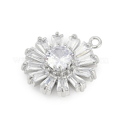 真鍮チャーム  花のチャーム  ガラスと  プラチナ  22.5x19.5x6.5mm  穴：1.5mm&nbsp;KK-Q026-07P