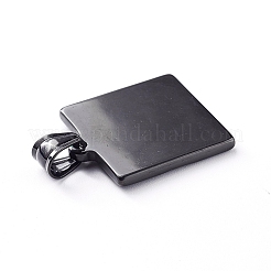 304ステンレスペンダント  ヒップホップペンダント  木の長方形  電気泳動黒  29x25x3mm  穴：5x8mm&nbsp;STAS-K191-24B