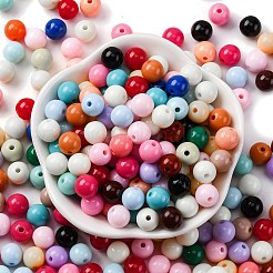 不透明なアクリルビーズ  ラウンド  カラフル  7~7.5x7.5~7.8x7.5~7.8mm  穴：1.6mm&nbsp;SACR-Q004-02E