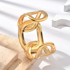 女性用304ステンレススチールカフバングル  ゴールドカラー  内径：2-3/8x1-7/8インチ（6.1x4.8cm）&nbsp;BJEW-B108-09G
