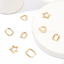 真鍮huggieフープピアス  長持ちメッキ  スター＆ハート＆オーバル  18KGP本金メッキ  4のペア/箱&nbsp;EJEW-BC0001-02G