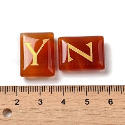 26 個ナチュラルカーネリアンヒーリング長方形、文字 a 〜 Z ディスプレイ装飾  レイキエネルギーストーンオーナメント  20x15x6.5mm&nbsp;G-K335-07C