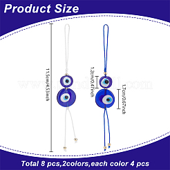 8Pcs 2 Colors Handmade Evil Eye Lampwork Pendant Decorations&nbsp;HJEW-GO00012