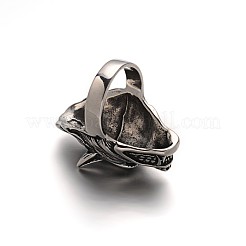 ウルフパーソナライズレトロメンズ304ステンレススチール指輪  アンティークシルバー  17~23mm&nbsp;RJEW-O014-01