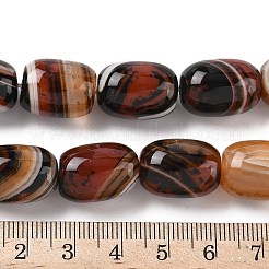 天然縞瑪瑙/縞瑪瑙（染色・加熱）ビーズ連売り  コラム  ファイヤーブリック  17~18x13mm  穴：1mm  約11個/連  7.68''（19.5センチメートル）&nbsp;G-H324-01D