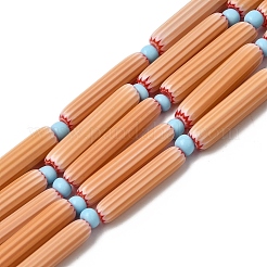 手作りのランプワークシェブロンビーズ  細長い卵形ビーズ  ミックスカラー  28~29.5x4.5~6mm  穴：0.8mm  約13個/連  14.56''~16.14''（37~41センチメートル）&nbsp;LAMP-Z019-01-01M