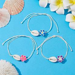 Natural Shell & Polymer Clay 3D Flower Link Bracelet&nbsp;BJEW-JB09816