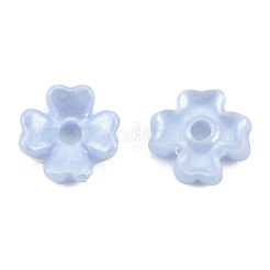 樹脂模造パールビーズキャップ  4花びら  花  ミックスカラー  6x6x1.5mm  穴：1.2mm&nbsp;X-RESI-N036-03