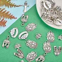 70pcs6スタイルチベットスタイルアロイペンダント  アンティークシルバー  混合図形  11~24.6x12~20x1.8~3.5mm  穴：1.6~2.3mm&nbsp;FIND-SZ0003-91