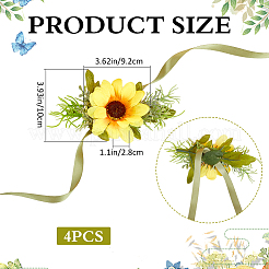 4Pcs Cloth Imitation Sunflower Wrist Corsages&nbsp;AJEW-CP0008-43