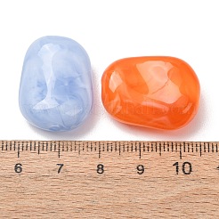 ツートンカラーの天然石風アクリルビーズ  長方形  ミックスカラー  25x19x10mm  穴：3mm  約160個/500g&nbsp;AC-CBA7B05-07