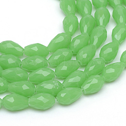 Teardrop Faceted Imitation Jade Glass Beads Strands&nbsp;GLAA-Q052-A
