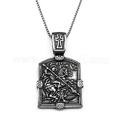 304 Stainless Steel Cross Knight Pendant Box Chain Necklaces for Men&nbsp;FS-WG71F72-01