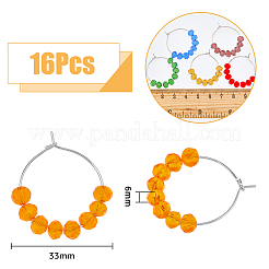 16 個 16 色のファセットガラスビーズワイングラスチャーム  真鍮パーツ  ロンデル  ミックスカラー  33mm  1pc /カラー&nbsp;AJEW-AB00065