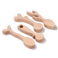 未完成の木の空のスプーン  彫刻スプーン  ウッドクラフト用品  クジラの尾の形と角と猫と鹿  モカシン  142~171.5x40~47x20mm  4個/セット&nbsp;DIY-E026-11