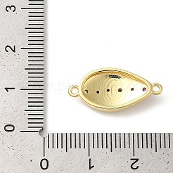 Rack Plating Brass Pave Colorful Cubic Zirconia Shell Shaped Connector Charms&nbsp;KK-Z056-30G