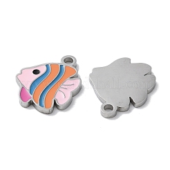 304ステンレスペンダント  エナメル  魚のチャーム  ステンレス鋼色  16x13x1.5mm  穴：1.8mm&nbsp;LS-STAS-C083-10P-02