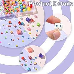 DIYジュエリー作りパーツキット  樹脂ビーズ入り  ガラスシードビーズ  ミックスカラー  8mm  穴：1.6~2mm  30pc&nbsp;DIY-YW0010-70
