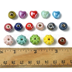 手作りのアンティークな艶出し磁器ビーズ40個  混合図形  ミックスカラー  10~13x10~12mm  穴：1.8~2mm  10個/スタイル&nbsp;PORC-FS0001-04