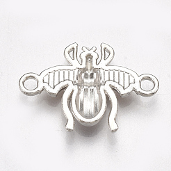 印刷された合金リンクコネクター  エナメル  蜂  プラチナ  ミックスカラー  16x22.5x2.5mm  穴：2mm&nbsp;X-PALLOY-S118-12