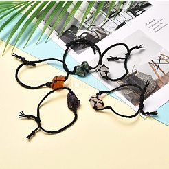 天然宝石の編みこみビーズブレスレットが付いたマクラメポーチ  幅1/8インチ（0.3cm）  内径：5/8~2-1/2インチ（1.5~6.5cm）&nbsp;BJEW-JB06616