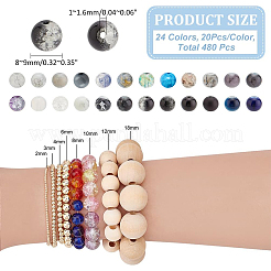 480Pcs 24 Style Glass Round Beads&nbsp;DIY-PH0020-93