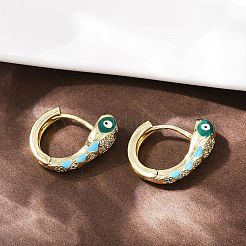 Brass Micro Pave Cubic Zirconia Hoop Earrings&nbsp;EJEW-B146-02G-10