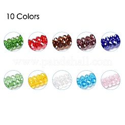 電気メッキガラスビーズセット  パール光沢メッキ  多面カット  ロンデル  ミックスカラー  6x5mm  穴：1mm  約92個/連  16.73インチ〜17.22