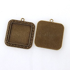 Vintage Tibetan Style Alloy Pendant Cabochon Bezel Settings&nbsp;TIBEP-M018-44AB-NF