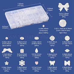 DIYビーズジュエリー作りの発見キット  模造パール ABS プラスチック & アクリルビーズを含む  ティアドロップ&スクエア&ウィング&スター&バタフライ&フラワー&スノーフレーク  ホワイト  4~28x4~29.5x2.2~11mm  穴：1~5mm&nbsp;DIY-FS0005-70