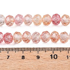 透明ガラスビーズ連売り  ファセット（32ファセット）  ロンデル  ライトサーモン  4x3.5mm  穴：0.8mm  約105~110個/連  38~39cm&nbsp;X-GLAA-T023-4mm-A06