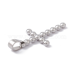 変色しない304ステンレススチールペンダント  クロスチャーム  ステンレス鋼色  33x18x3mm  穴：4x7.5mm&nbsp;STAS-G279-06A-P