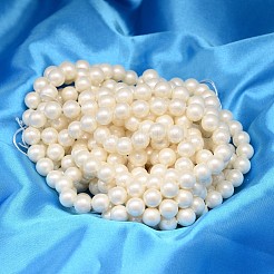 ラウンドシェルパールビーズ連売り  マット面  乳白色  12mm  穴：0.8~1mm  約33個/連  15.74インチ&nbsp;BSHE-L011-12mm-A013A