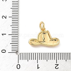 真鍮チャーム  帽子  カドミウムフリー＆鉛フリー  丸カン付き  18KGP本金メッキ  10.5x16.5x3mm  穴：3mm&nbsp;KK-D426-08G
