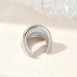 304 Stainless Steel Two-layer C-Shaped Cuff Earrings&nbsp;EJEW-M073-10PG-02