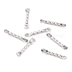 変色しにくい201ステンレススチールリンクコネクター  ツイストバーリンク  ステンレス鋼色  12x1.3x1.2mm  穴：1mm&nbsp;STAS-B011-02A-P