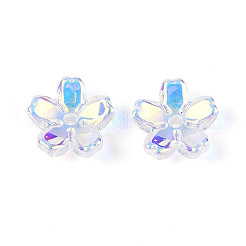透明電気メッキガラスビーズキャップ  5枚目の桜の花  クリアAB  10~11x4~4.5mm  穴：1.2~1.4mm&nbsp;EGLA-N015-01B