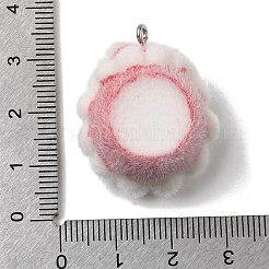 クリスマスフロッキー不透明樹脂ペンダント  プラチナトーンの鉄ループ付き  サンタクロース  30.5x25x16mm  穴：2mm&nbsp;RESI-F062-04E