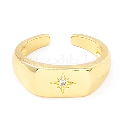 Clear Cubic Zirconia Star Signet Open Cuff Ring&nbsp;RJEW-I083-08G