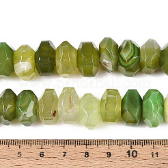 天然石瑪瑙ビーズ連売り  染め  多面カット  ロンデル  オリーブドラブ  11~18x11~18x8~10mm  穴：1.2mm  約40~41個/連  14.57~14.96インチ（37~38cm）&nbsp;G-N356-01A-17