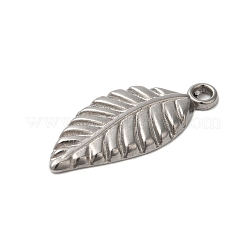 変色しない304ステンレススチールペンダント  リーフチャーム  ステンレス鋼色  24x10.5x2mm  穴：1.8mm&nbsp;STAS-N103-73P