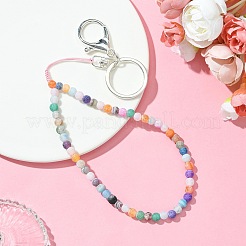 Natural Weathered Agate and Iron Alloy Lobster Claw Clasp Keychain&nbsp;HJEW-SW00007-22