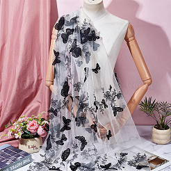 Butterfly Pattern Embroidered Polyester Mesh Fabrics&nbsp;DIY-WH0759-32A