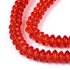 透明ガラスビーズ連売り  ロンデル  ファイヤーブリック  6x3mm  穴：0.9~1mm  約121~130個/連  14.57~15.35インチ（37~39cm）&nbsp;GLAA-Q113-02A-A05